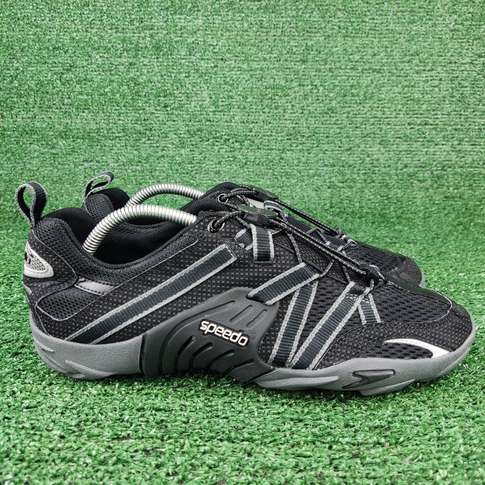 Speedo Water Shoes Mens 10 Black Hydro Tread Bungee Lace Mesh Aquatic Sneakers